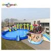 Commercial Giant Inflatable Water Park With Coconut Tree And Slide