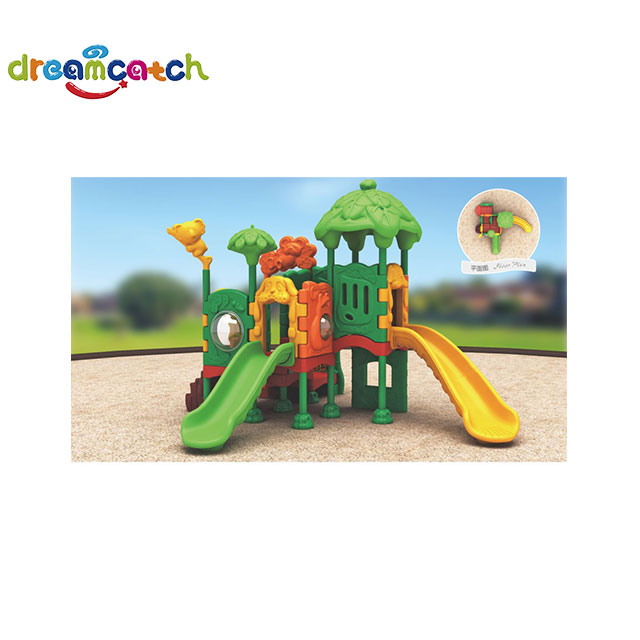 High Quality Preschool Children Play Equipment for Sale Outdoor Games Plastic Double Slides