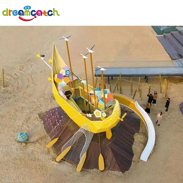 Customizable New Design Sailboat Shape Kids Outdoor Slide Amusement Equipment