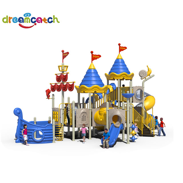 Amusement park pirate ship series plastic outdoor slide children's fun outdoor play equipment for sale