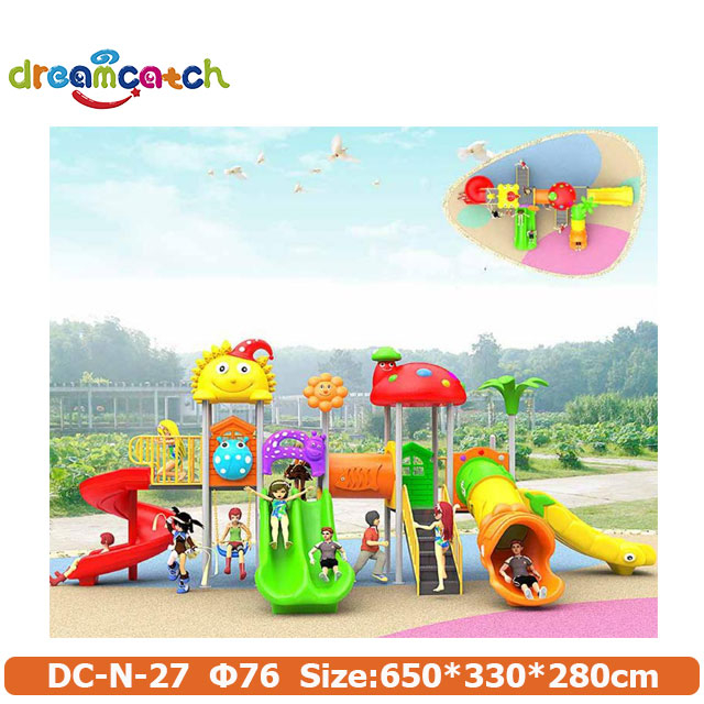 Good Quality Preschool Kids Play Equipment Outdoor Games Plastic Double Slide for Sale