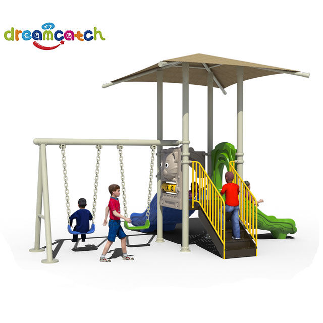 Commercial Outdoor Kids Plastic Slide And Swing Set Playground Small And Medium for Sale
