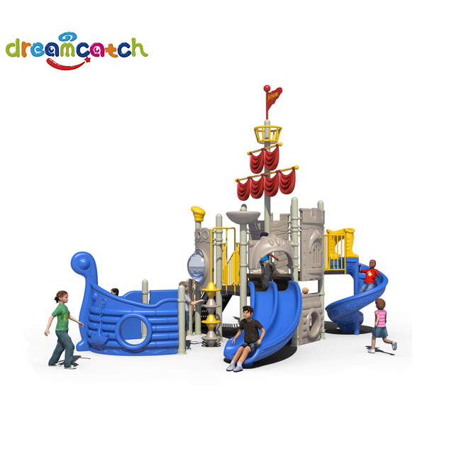 Outdoor Plastic Slide Pirate Ship Series Children's Fun Outdoor Play Equipment for Sale