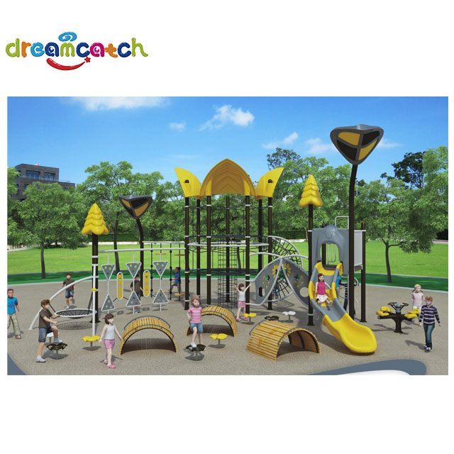 Combination Outdoor Play Equipment Funny Games Swing Slide Obstacle And Climbing Net 